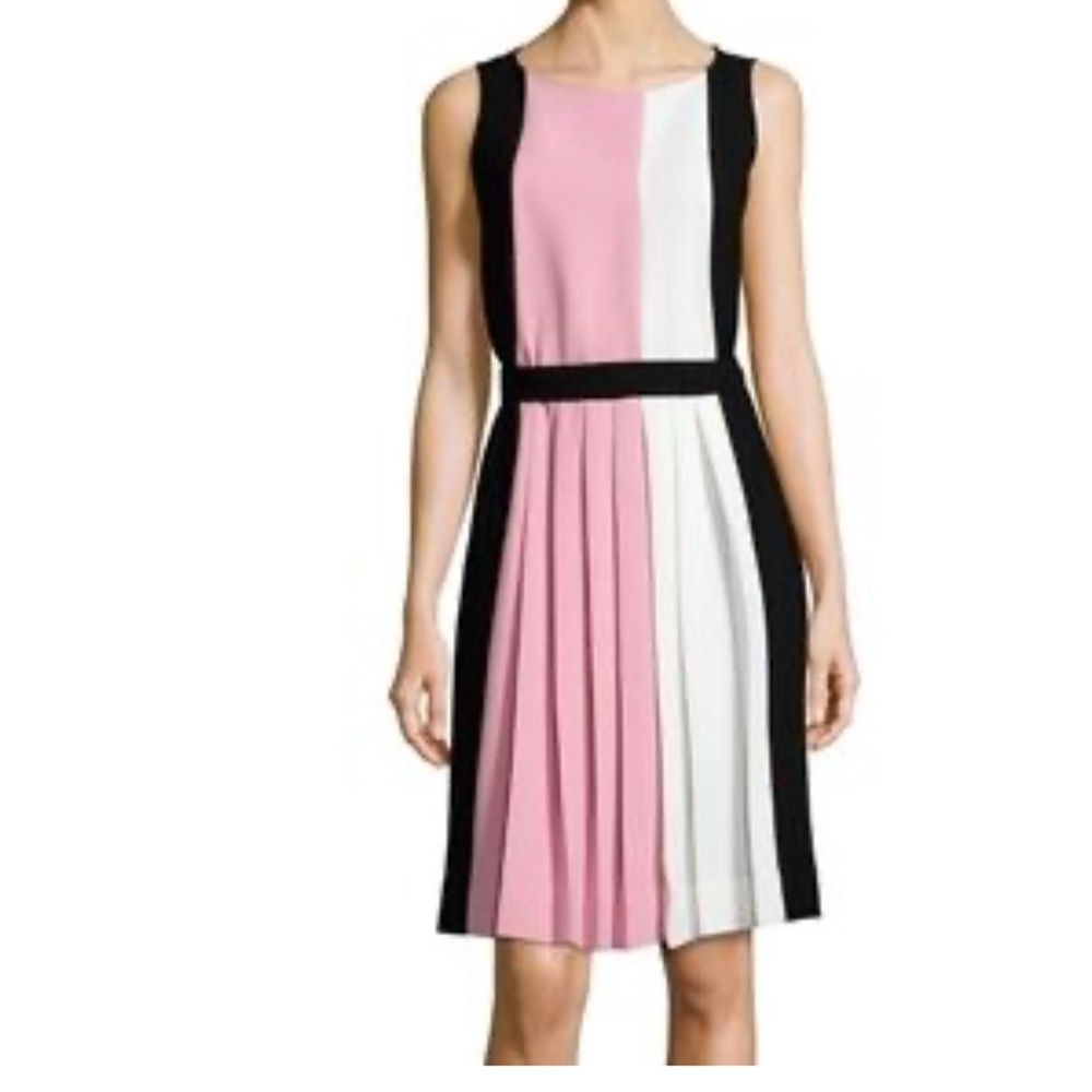 Kate Spade Color-block Sleeveless Pleated Dress